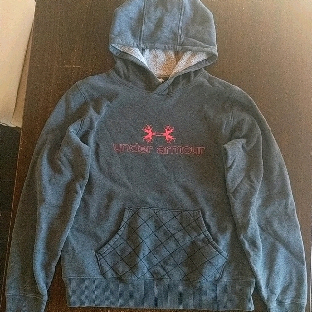 Under Armour, fleece lined grey hoodie, medium